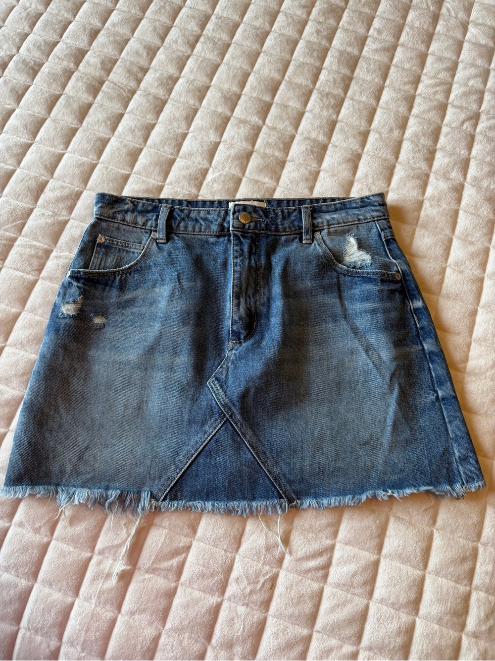 ROLLA'S Dark Blue Distressed Denim Mini Skirt